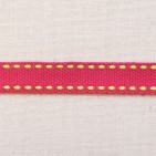 Hot pink ribbon with lime green stitching
