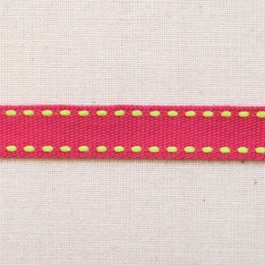 Hot pink ribbon with lime green stitching