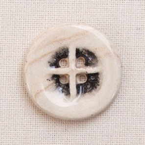 Cream, black centre ceramic button