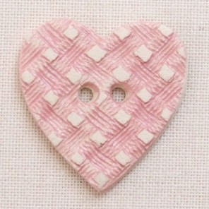 Textured heart ceramic button in pink