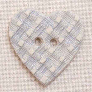 Textured heart ceramic button in blue