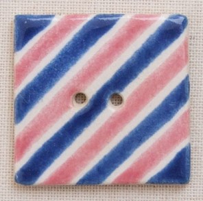 Square ceramic button, red/blue stripe