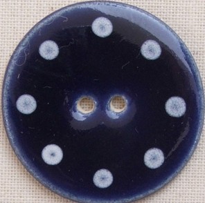 Circle ceramic button, dark blue/light blue spots