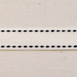 Cream ribbon with black stitch