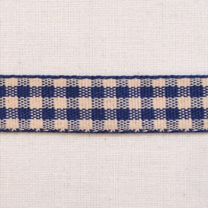East of India gingham ribbon in blue