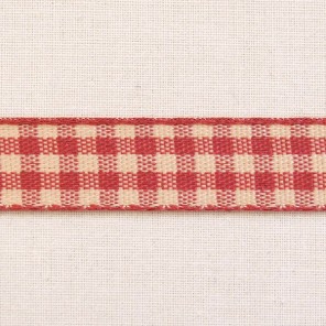 East of India gingham ribbon in red