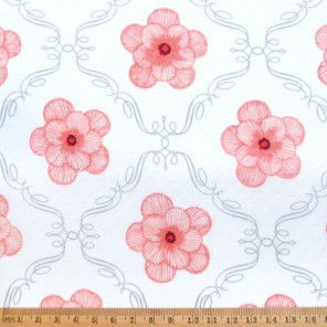 Squared Pink Flower cotton fabric