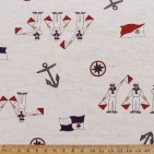 Retro Cartoon Maritime cotton linen fabric